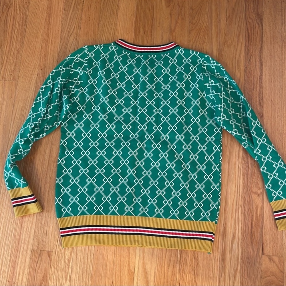 Green Patterned Crew Neck Sweater - image 7